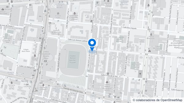 Mapa: oficina de Vivenzia Home en C/ José Luis de Casso, 46, junto al estadio Sánchez-Pizjuán